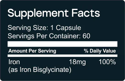 Iron Bisglycinate 18mg Supplement Facts
